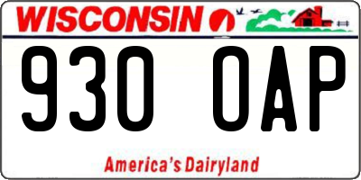 WI license plate 930OAP