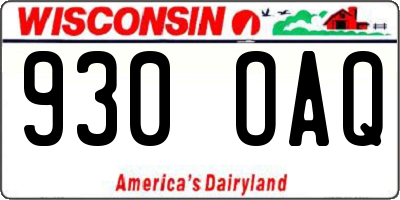 WI license plate 930OAQ