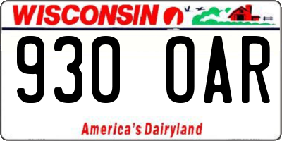 WI license plate 930OAR