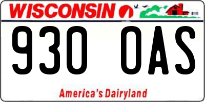 WI license plate 930OAS
