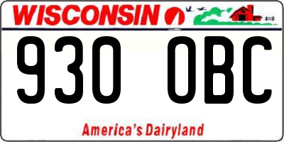 WI license plate 930OBC