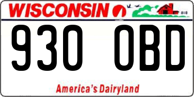 WI license plate 930OBD