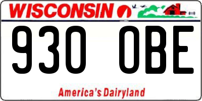 WI license plate 930OBE