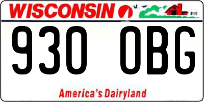 WI license plate 930OBG
