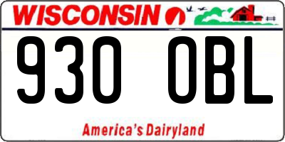 WI license plate 930OBL