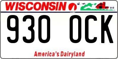 WI license plate 930OCK