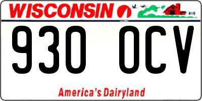 WI license plate 930OCV