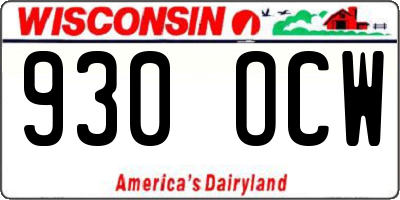WI license plate 930OCW
