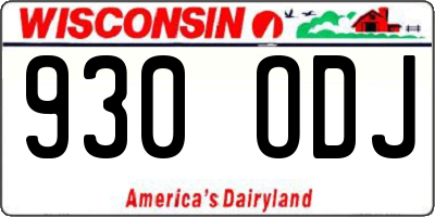 WI license plate 930ODJ