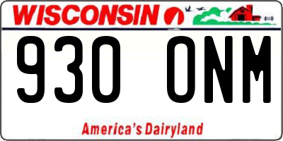 WI license plate 930ONM
