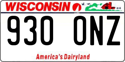 WI license plate 930ONZ