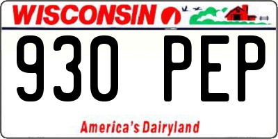 WI license plate 930PEP