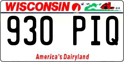 WI license plate 930PIQ
