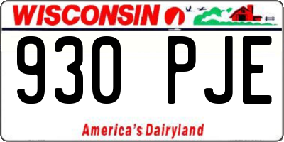 WI license plate 930PJE
