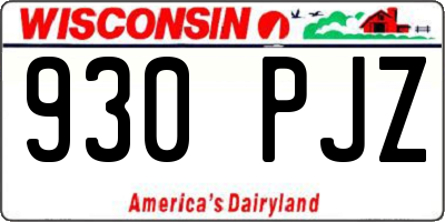 WI license plate 930PJZ