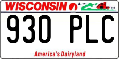 WI license plate 930PLC