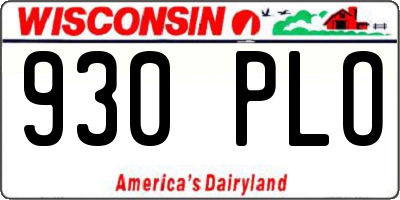 WI license plate 930PLO