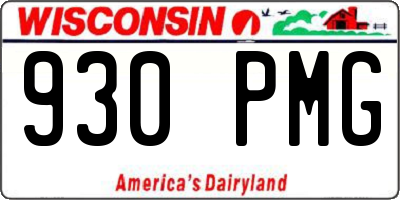 WI license plate 930PMG