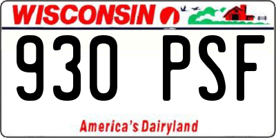 WI license plate 930PSF