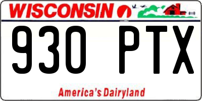 WI license plate 930PTX