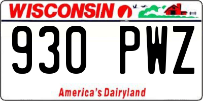 WI license plate 930PWZ