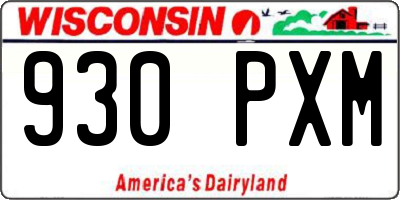 WI license plate 930PXM