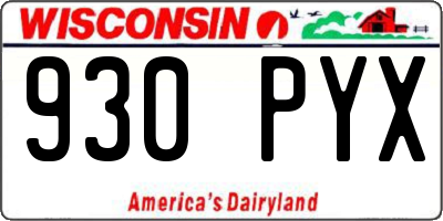 WI license plate 930PYX