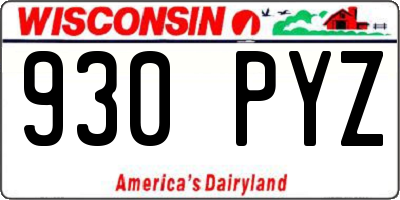 WI license plate 930PYZ