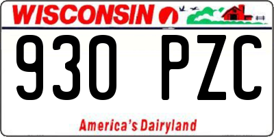 WI license plate 930PZC