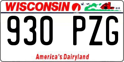 WI license plate 930PZG