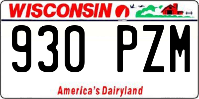 WI license plate 930PZM