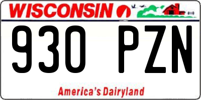 WI license plate 930PZN