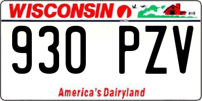 WI license plate 930PZV