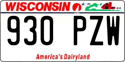 WI license plate 930PZW