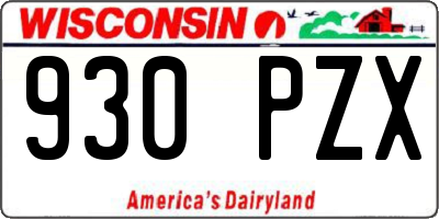 WI license plate 930PZX