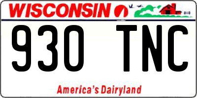 WI license plate 930TNC