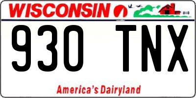 WI license plate 930TNX