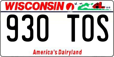 WI license plate 930TOS