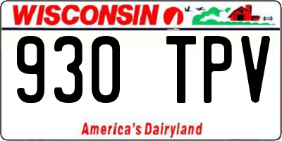 WI license plate 930TPV