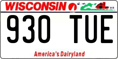WI license plate 930TUE