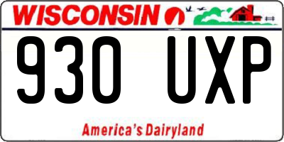 WI license plate 930UXP