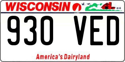 WI license plate 930VED
