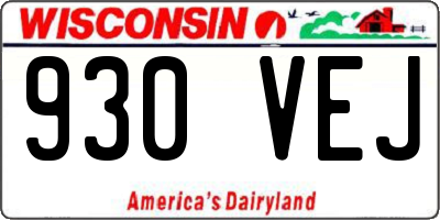 WI license plate 930VEJ