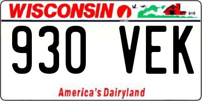 WI license plate 930VEK