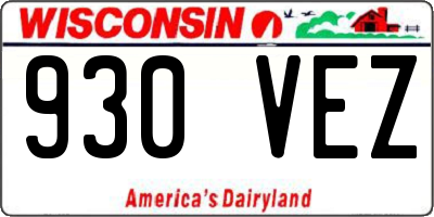 WI license plate 930VEZ