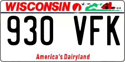 WI license plate 930VFK