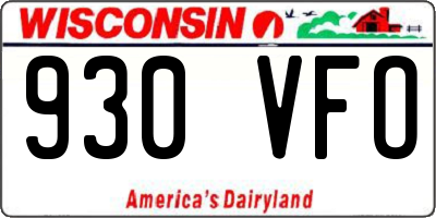 WI license plate 930VFO
