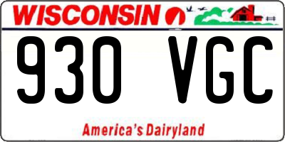 WI license plate 930VGC
