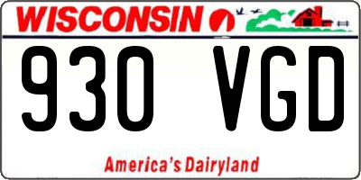 WI license plate 930VGD