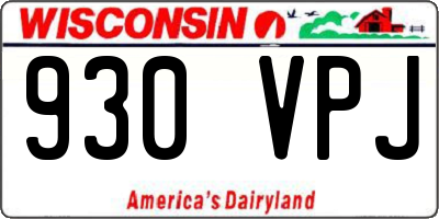 WI license plate 930VPJ